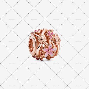 Pandora Openwork Pink Daisy Flower Charm